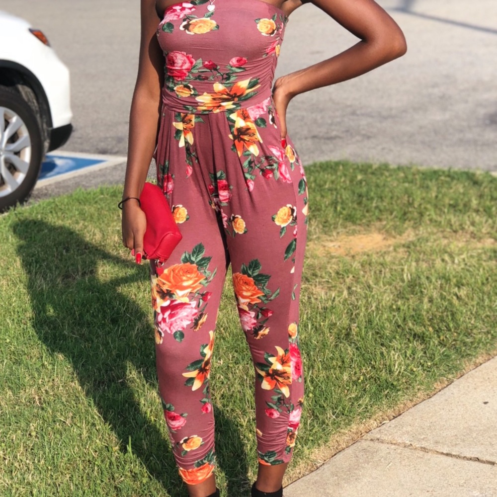 Pink Floral Romper